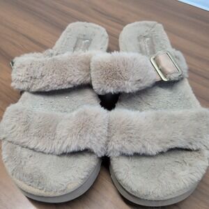 Koolaburra UGG Furr-Ah Slide Sandals Dual-Strap Plush Faux Fur Slippers Size 10
